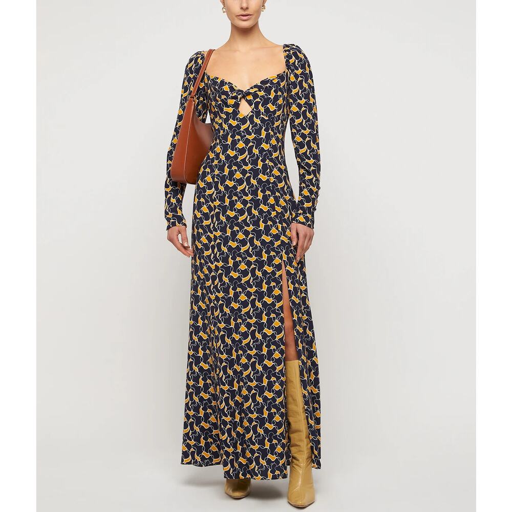 STAUD Josephine Wave Print Keyhole Maxi Dress Women's SZ 10